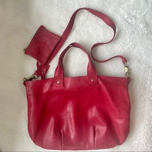 Clare Vivier red nubuck leather designer purse shoulder bag tote